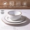 Ceramic Dinnerware Sets, Embossed White Stoneware Plates and Bowls Sets, Housewarming Wedding Gift | Dishwasher & Microwave Safe | Dishes Set Service for 4