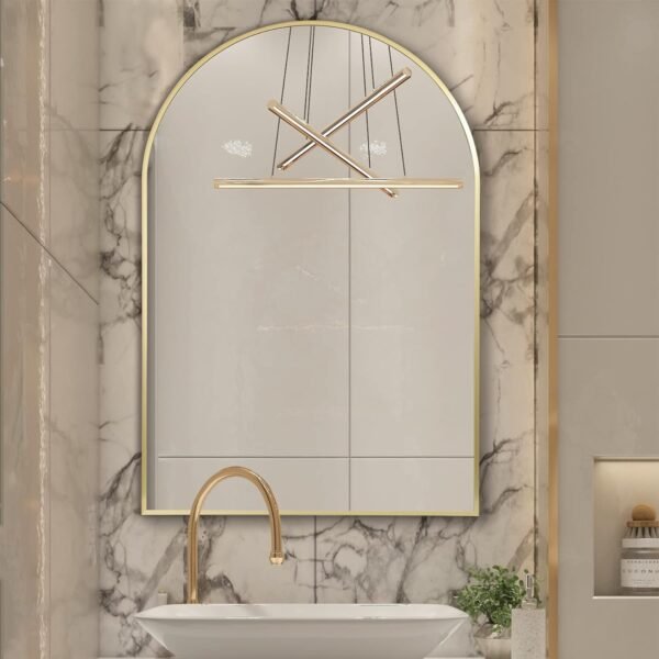 Arched Wall Mirror for Bathroom,Mirrors for Wall,24''x36'',Vanity Mirror for Bedroom Dresser, Entryway, Living Room, Metal Frame (36''x24'',Gold)