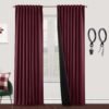 Blackout Curtains 96 Inches Long 2 Panel Set for Living Room,Black Out Room Darkening Thermal Pleated Back Tab Hooks Rings Pleat 8 FT Track Ceiling to Floor Length Curtains for Bedroom Window,Cream
