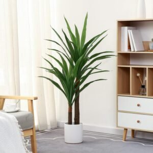 Dracaena Indoor Plant 4ft Tall Faux Plant Indoor Large Fake Plants Potted Yucca Tree Tropical Floor Plant Artificial Silk Palm Trees for Home Office Store Decor Housewarming Gift