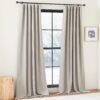 Faux Linen Curtains 90 inches Long for Doorway, Pinch Pleated Thick Room Darkening Window Treatments Noise Reducing Privacy for Living Room/Bedroom, Natural, W34 x L90, 2 Panels