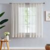 Linen Sheer Curtains 108inches Long for Living Room Flax Blend Retro Window Draperies for Bedroom Sheers Rod Pocket 52" w x 2Panel Natural