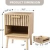 Boho Nightstand, Small Side Table Night Stand with Drawer Open Shelf, Bedside End Table with Wood Strip Decorated Drawer for Bedroom, Living Room, Dorm and Small Spaces (Natural)