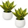 Fake Snake Plant 16" Faux Potted Plant Artificial Snake Plant with White Ceramic Pot Sansevieria Plant Perfect for House Modern Living Room Office Housewarming Gift Indoor Decor