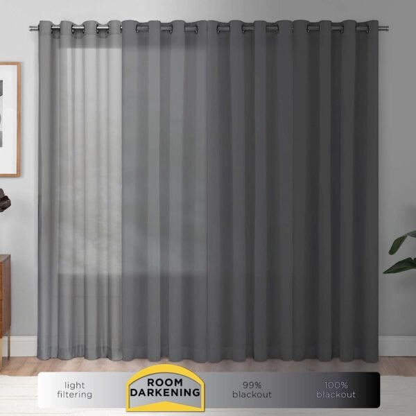 Modern Room Darkening Rod Pocket Window Curtain for Bedroom (1 Panel), 54 in x 54 in, Grey