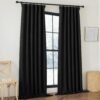 Faux Linen Curtains 90 inches Long for Doorway, Pinch Pleated Thick Room Darkening Window Treatments Noise Reducing Privacy for Living Room/Bedroom, Natural, W34 x L90, 2 Panels