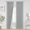 Natural Full Blackout Curtains Linen Blended Darkening Window Curtains 84 inch for Living Room Bedroom Thermal Insulated Pinch Pleat Drapes with Hooks 2 Panel 40"Wx84"L