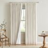 Natural Full Blackout Curtains Linen Blended Darkening Window Curtains 84 inch for Living Room Bedroom Thermal Insulated Pinch Pleat Drapes with Hooks 2 Panel 40"Wx84"L