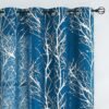 Tree Print Yellow Grey and White Curtains for Living Room Windows - Linen Textured Grommet Branches Pattern Window Treatment Set for Bedroom - 50" W x 96" L - (2 Panels)