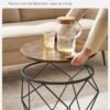 Small Coffee Table Set of 2, Round Coffee Table with Steel Frame, Side End Table for Living Room, Bedroom, Office, Rustic Brown and Black