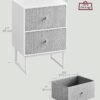 Nightstand, Bedside Table Small Dresser with Removable Fabric Drawers, End Table Side Table, Bedroom Furniture, Night Stand for Bedroom, Office, Cloud White and Dove Gray