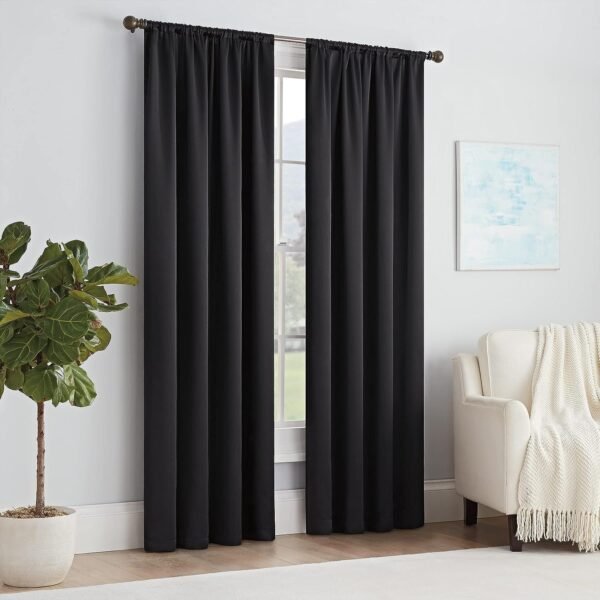 Modern Room Darkening Rod Pocket Window Curtain for Bedroom (1 Panel), 54 in x 54 in, Grey