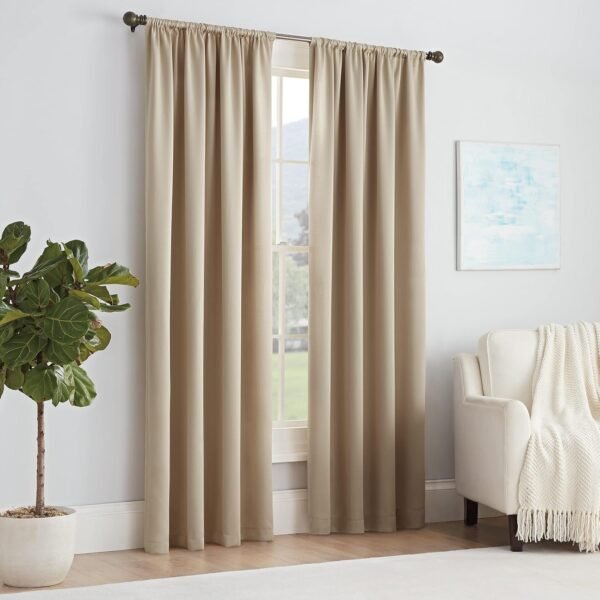 Modern Room Darkening Rod Pocket Window Curtain for Bedroom (1 Panel), 54 in x 54 in, Grey