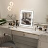 Vanity Mirror with Lights - 15"x12.6" LED Lighted Makeup Mirror, Large Makeup Mirror with Lights, Touch Screen with 3-Color Lighting, Dimmable, for Vanity Desk Tabletop, Bedroom