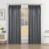 Pure White Pinch Pleat Curtain 52" W x 63" L Solid Thermal Insulated 50% Blackout Patio Door Curtain Panel Drape for Traverse Rod and Track with Tieback, (One Panel)