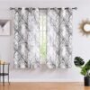 Tree Print Yellow Grey and White Curtains for Living Room Windows - Linen Textured Grommet Branches Pattern Window Treatment Set for Bedroom - 50" W x 96" L - (2 Panels)