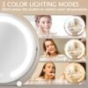 13 Inch Vanity Mirror with Lights, LED Makeup Mirror for Bedroom Makeup, Light up Mirror Smart Touch Control 3 Colors Dimmable, 360 Rotation (White)