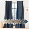 Faux Linen Curtains 90 inches Long for Doorway, Pinch Pleated Thick Room Darkening Window Treatments Noise Reducing Privacy for Living Room/Bedroom, Natural, W34 x L90, 2 Panels