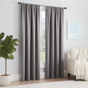 Modern Room Darkening Rod Pocket Window Curtain for Bedroom (1 Panel), 54 in x 54 in, Grey
