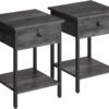 Bedside Table with Drawer, Side Table, End Table, for Bedroom, Office, Industrial, Camel Brown and Black ULET055B50