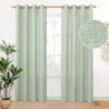 Natural Linen Curtains 63 Inch Length 2 Panels Bronze Grommet Linen Textured Short Window Drapes Light Filtering for Living Room Bedroom, 52 X 63 Inch