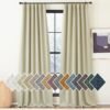 Faux Linen Curtains 90 inches Long for Doorway, Pinch Pleated Thick Room Darkening Window Treatments Noise Reducing Privacy for Living Room/Bedroom, Natural, W34 x L90, 2 Panels