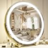 13 Inch Vanity Mirror with Lights, LED Makeup Mirror for Bedroom Makeup, Light up Mirror Smart Touch Control 3 Colors Dimmable, 360 Rotation (White)