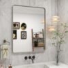 81Fg9ChTxsL._AC_SL1500.jpg 20x30 Silver Bathroom Mirror, Silver Wall Mirror for Vanity, Brushed Metal Framed Rectangle Mirror, Anti-Rust, Brushed Nickel,Shatterproof, Round Corners(Horizontally/Vertically)