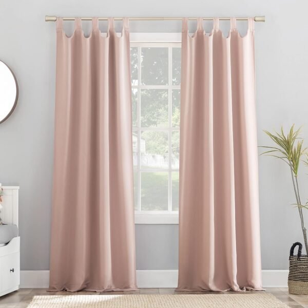 Energy Saving Blackout Tab Top Curtain Panel, 40" x 84", Blush Pink