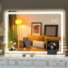 Vanity Mirror with Lights, 10"×12" LED Makeup Mirror, Lighted Makeup Mirror with Lights, Smart Touch Control Dimmable 3 Modes Light 360°Rotation White
