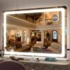 Vanity Mirror with Lights - 15"x12.6" LED Lighted Makeup Mirror, Large Makeup Mirror with Lights, Touch Screen with 3-Color Lighting, Dimmable, for Vanity Desk Tabletop, Bedroom