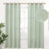 Natural Linen Curtains 63 Inch Length 2 Panels Bronze Grommet Linen Textured Short Window Drapes Light Filtering for Living Room Bedroom, 52 X 63 Inch
