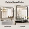 Black Metal Framed Vanity Rounded Rectangle Bathroom Mirrors for Over Sink Wall, 30x22 Inch Matte Large Mirror, Modern Decorative for Restroom, Farmhouse, Horizontally or Vertically Hanging
