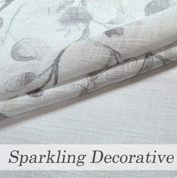 Gray Tan Leaf Floral Print Metallic Sheer Curtain Panels for Autumn Fall Rustic Living Room Bedroom Sparkling Decorative Grommet Top Window Treatment Farmhouse Drape, 40"x84"x2