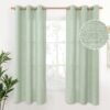 Natural Linen Curtains 63 Inch Length 2 Panels Bronze Grommet Linen Textured Short Window Drapes Light Filtering for Living Room Bedroom, 52 X 63 Inch