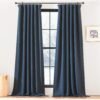 Faux Linen Curtains 90 inches Long for Doorway, Pinch Pleated Thick Room Darkening Window Treatments Noise Reducing Privacy for Living Room/Bedroom, Natural, W34 x L90, 2 Panels