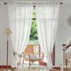 White Linen Sheer Curtains 96 Inch Length for Extra Wide Windows 84 Inch Width 2 Panel Back Tab Pocket Light Filter Semi Sheer Long Skinny Curtains for Living Room Rustic Farmhouse 8 FT Wide 84 x 96