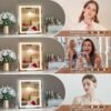 Vanity Mirror with Lights, 10"×12" LED Makeup Mirror, Lighted Makeup Mirror with Lights, Smart Touch Control Dimmable 3 Modes Light 360°Rotation White