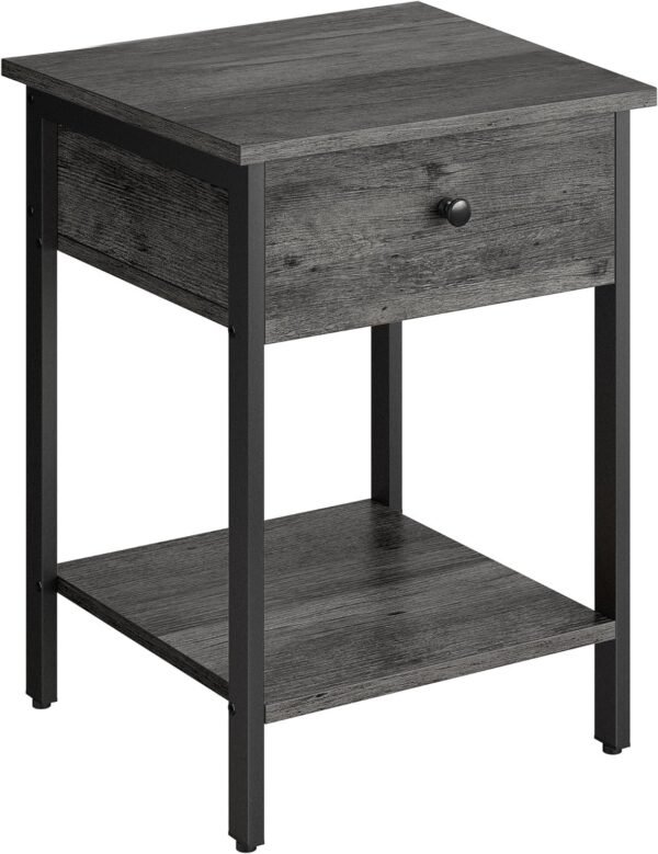 Bedside Table with Drawer, Side Table, End Table, for Bedroom, Office, Industrial, Camel Brown and Black ULET055B50