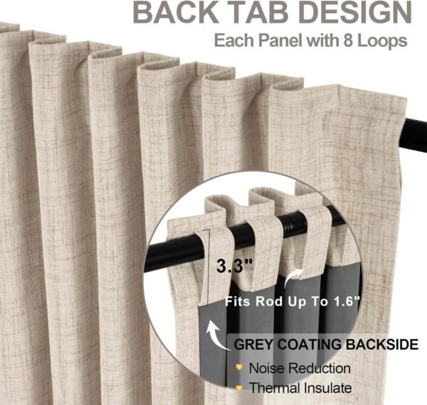 100% Blackout Curtains for Bedroom, Thermal Insulated Linen Blackout Curtains 96 Inch Length 2 Panels Set, Back Tab/Rod Pocket Room Darkening Curtains for Bedroom, Nursery -Oatmeal,W50 X L96