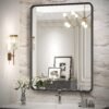Black Bathroom Mirror for Wall, 24x36 Inch Rectangular Black Metal Framed Mirror, Modern Wall Mounted Vanity Mirror for Bathroom, Vertical or Horizontal