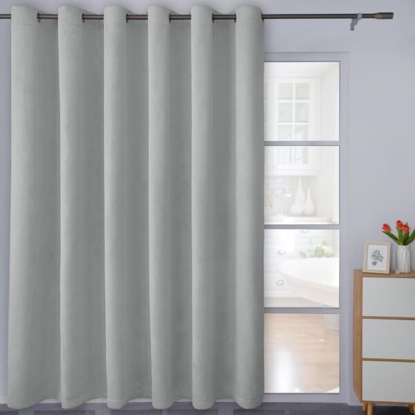 81XCElfDH6L._AC_SL1500.jpg Linen Textured 100% Blackout Curtain 100x96 Inch Extra Wide Patio Sliding Door Curtain Solid Thermal Insulated Room Curtain for Bedroom, Living Room (1 Panel, White)