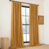 Faux Linen Curtains 90 inches Long for Doorway, Pinch Pleated Thick Room Darkening Window Treatments Noise Reducing Privacy for Living Room/Bedroom, Natural, W34 x L90, 2 Panels