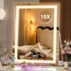 Vanity Mirror with Lights, 10"×12" LED Makeup Mirror, Lighted Makeup Mirror with Lights, Smart Touch Control Dimmable 3 Modes Light 360°Rotation White
