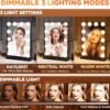Vanity Mirror with Lights, Black Lighted Makeup Mirror with 12 LED Bulbs for Desk and Wall, Dimmable 3 Lighting Modes, 360-degree Rotating with USB-C and Charger (16”x12”)