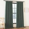 Faux Linen Curtains 90 inches Long for Doorway, Pinch Pleated Thick Room Darkening Window Treatments Noise Reducing Privacy for Living Room/Bedroom, Natural, W34 x L90, 2 Panels