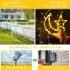 Solar Curtain Lights 138*LEDs, Star Moon Ramadan String Lights with 8 Lighting Mode, Timmer Setting, Ramadan Decorations, Waterproof Solar Powered Twinkle Hanging Fairy Lights for Outdoor