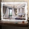 Vanity Mirror with Lights, 10"×12" LED Makeup Mirror, Lighted Makeup Mirror with Lights, Smart Touch Control Dimmable 3 Modes Light 360°Rotation White