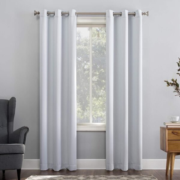 Energy Saving Blackout Grommet Curtain Panel, 40" x 84", Dove White 2 Count (Pack of 1)