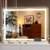 Vanity Mirror with Lights, 10"×12" LED Makeup Mirror, Lighted Makeup Mirror with Lights, Smart Touch Control Dimmable 3 Modes Light 360°Rotation White